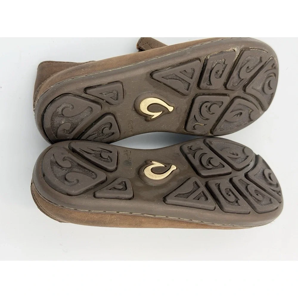 OluKai Moloa Boys 2 EU 34 Slip On Shoes Brown Leather Casual Comfort Loafers
